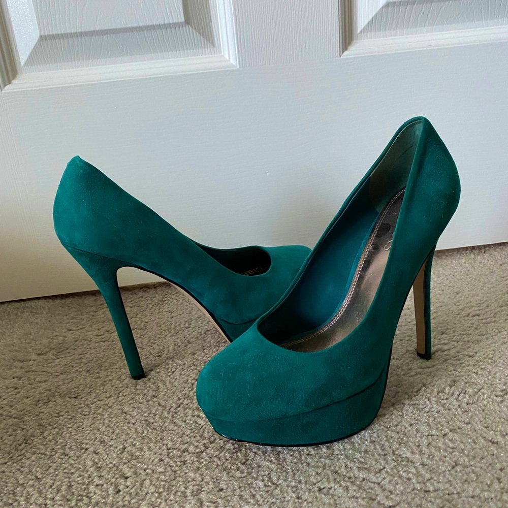 Blue Suede Platform Heels - Bakers NY